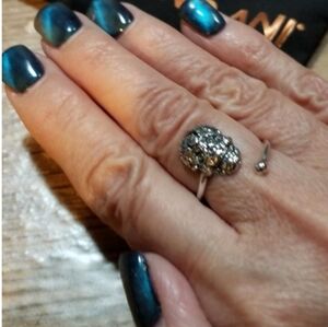 Alex and Ani Skull Ring .925 Sterling Silver Ring Wrap Adjustable 5 6 7